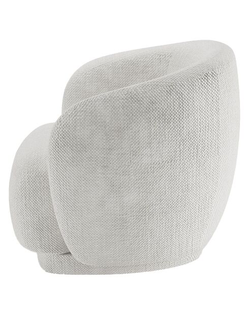 Fauteuil design demi-tonneau tissu chenille Victoria blanc - 93x87x78 cm