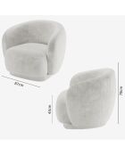 Fauteuil design demi-tonneau tissu chenille Victoria blanc - 93x87x78 cm