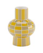 Vase céramique motif damier Louvre jaune - D.15x20 cm