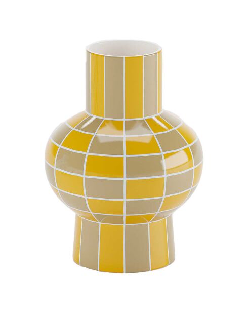 Vase céramique motif damier Louvre jaune - D.15x20 cm