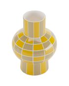 Vase céramique motif damier Louvre jaune - D.15x20 cm