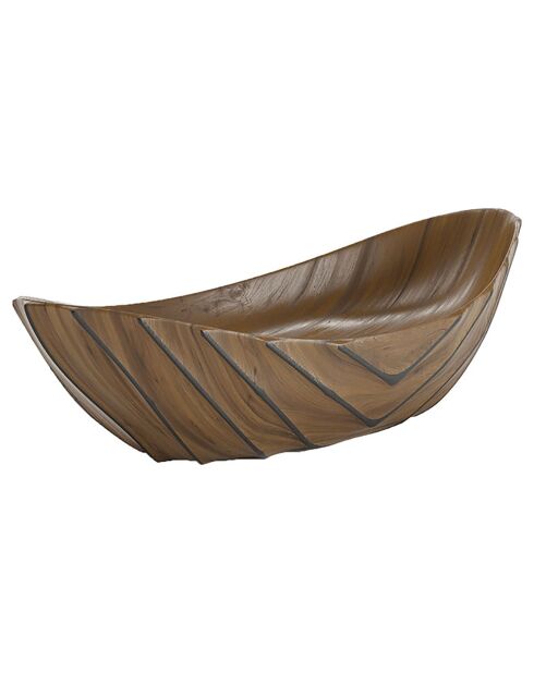 Grande coupe décorative design effet bois Pompéi bois foncé - 44.5x17x12 cm