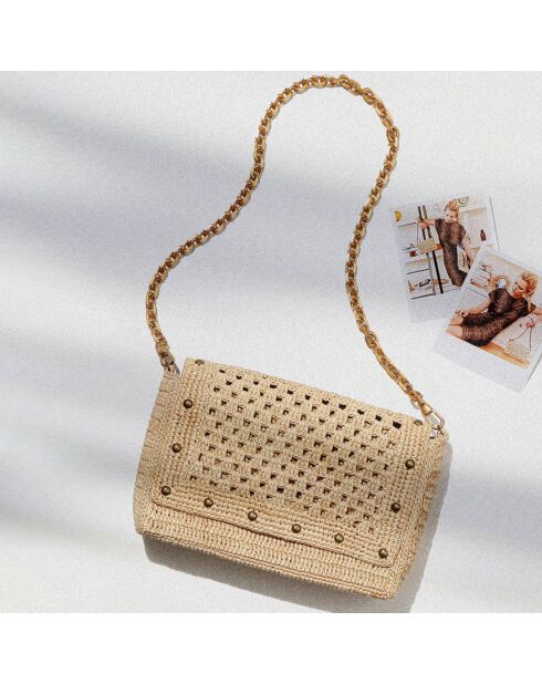 Sac porté épaule en Raphia Nina naturel - 21x13.5x4 cm