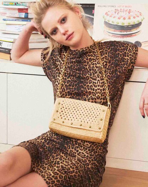 Borsa a tracolla Nina Rafia naturale - 21x13,5x4 cm