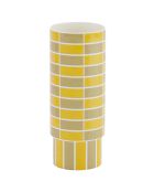 Vase céramique tube à damier Sofia jaune - D.12.5x31 cm