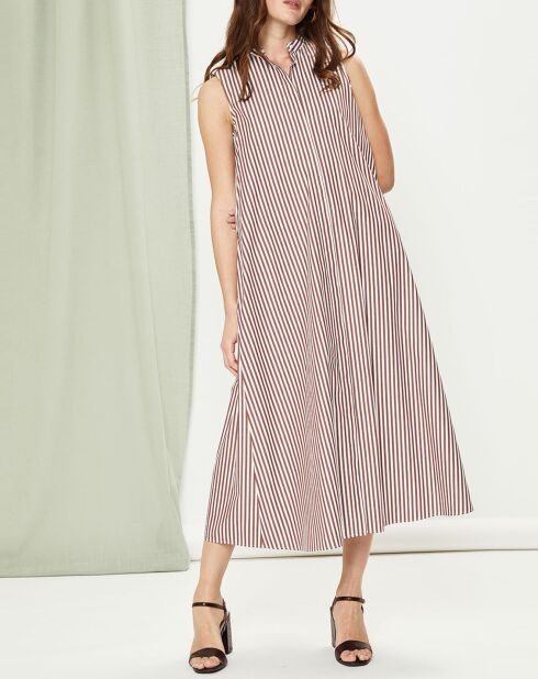 Robe longue Mambo marron/blanc