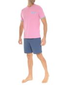 Pyjama court Wayne rose/bleu encre