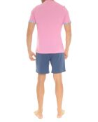 Pyjama court Wayne rose/bleu encre