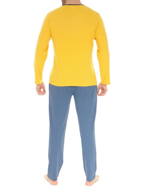 Pyjama long Dambroise jaune moutarde/marine
