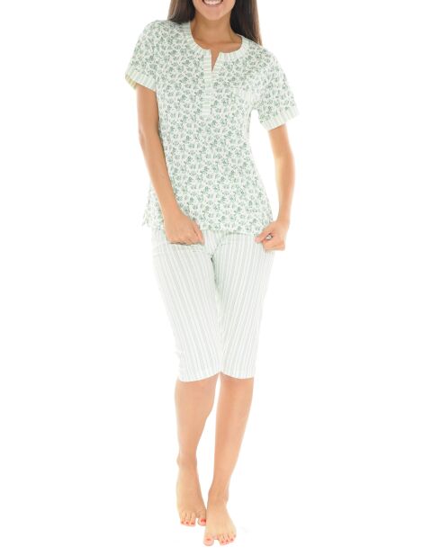 Pyjama long Victorine vert amande