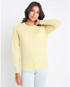 Pull 100% Cachemire Zabri col rond jaune