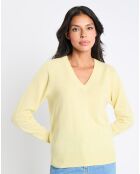 Pull 100% Cachemire Zocon col V jaune