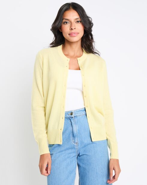 Cardigan 100% Cachemire Zacao jaune