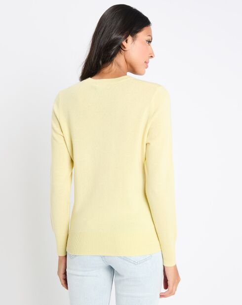 Pull 100% Cachemire Zabri col rond jaune