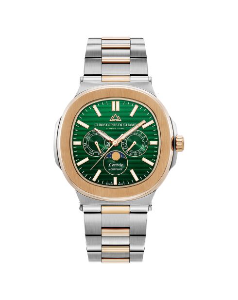 Montre Homme Quartz en Acier L'Envie Moonphase argenté/doré rose