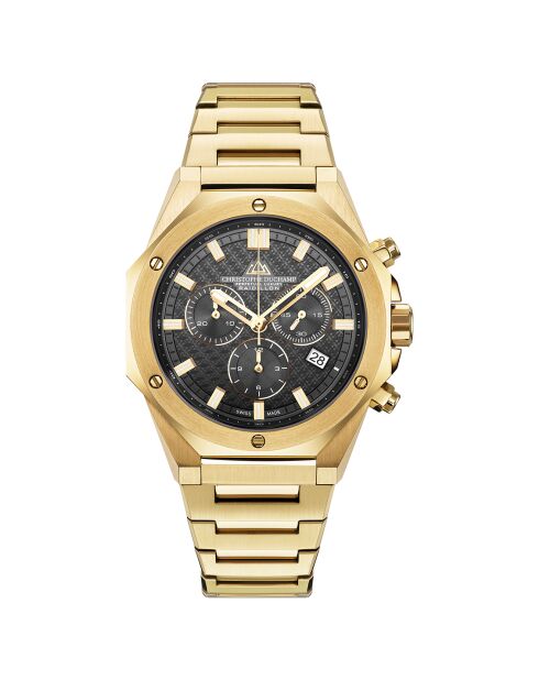Montre Homme Quartz en Acier Raidillon Chrono dorée