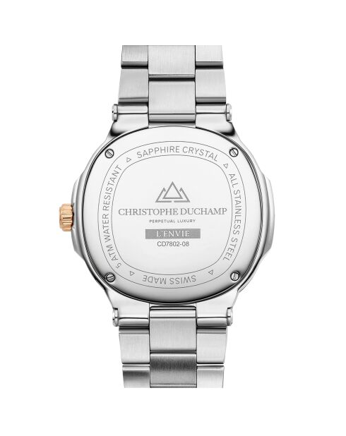 Montre Homme Quartz en Acier L'Envie Moonphase argenté/doré rose