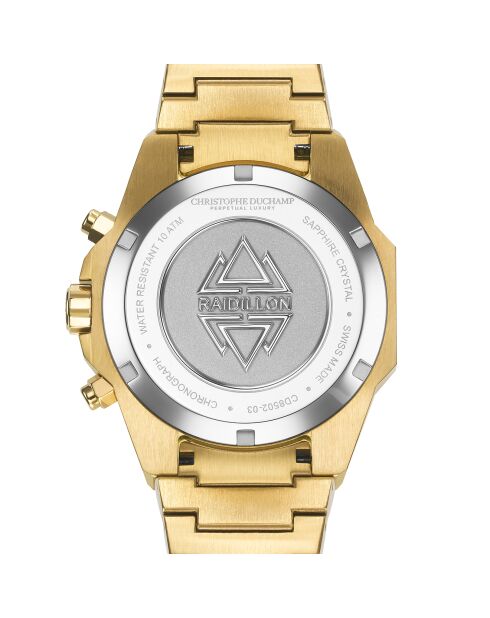 Montre Homme Quartz en Acier Raidillon Chrono dorée