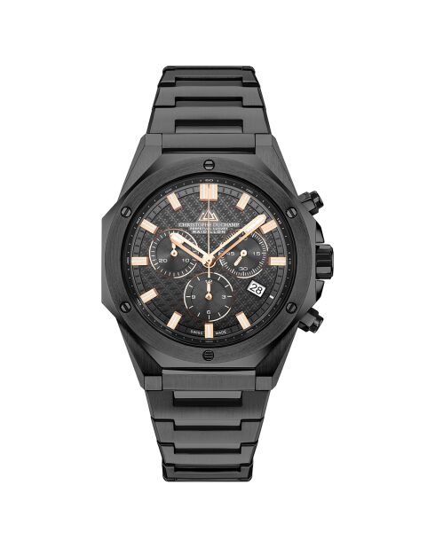 Montre Homme Quartz en Acier Raidillon Chrono noire