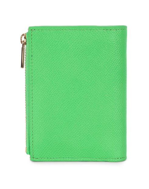 Portefeuille en Cuir Delphino vert écolo - 8.5x11 cm