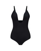 Slanke romper die een diepe zwarte string vormt