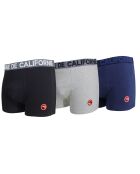 3 Boxers Unis en coton noir/bleu/gris