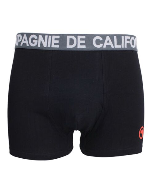 3 Boxers Unis en coton noir/bleu/gris