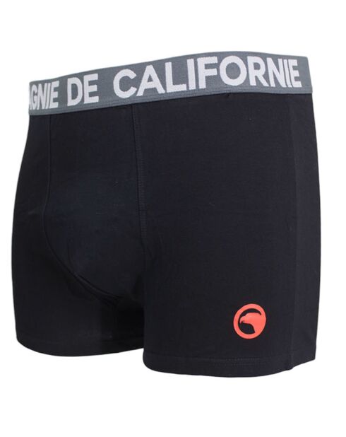3 Boxers Unis en coton noir/bleu/gris