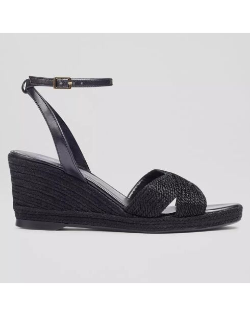 Espadrilles compensées Santana noires - Talon 7.5 cm