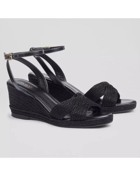 Espadrilles compensées Santana noires - Talon 7.5 cm