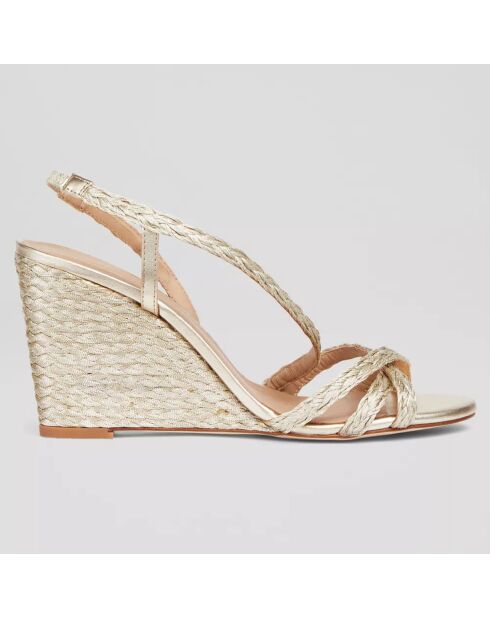 Espadrilles compensées Shiela dorées - Talon 7.5 cm