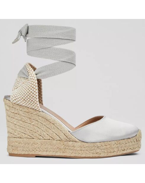 Espadrillas Esmerelda in raso con zeppa grigio chiaro - tacco 9,5 cm
