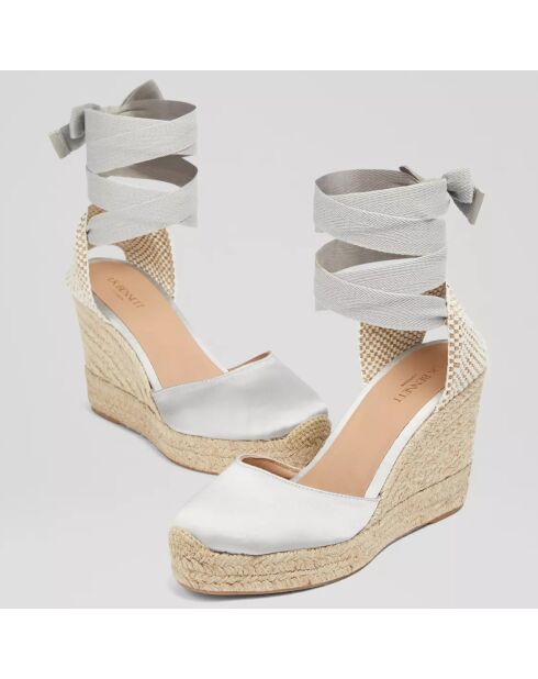 Espadrillas Esmerelda in raso con zeppa grigio chiaro - tacco 9,5 cm