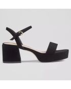 Sandales en Velours de Cuir Amia noires - Talon  6.5 cm