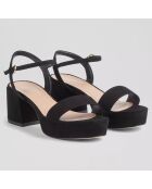 Sandales en Velours de Cuir Amia noires - Talon  6.5 cm