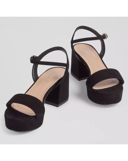Sandales en Velours de Cuir Amia noires - Talon  6.5 cm