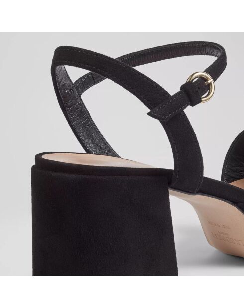 Sandales en Velours de Cuir Amia noires - Talon  6.5 cm