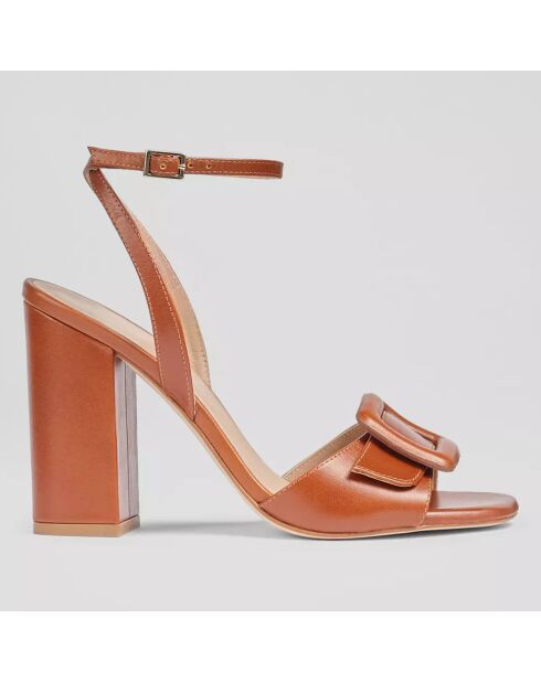 Sandales en Cuir Florance cognac - Talon 10 cm