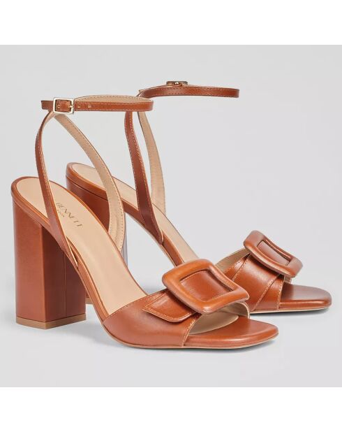 Sandales en Cuir Florance cognac - Talon 10 cm