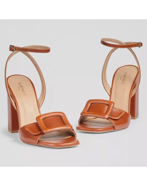 Sandales en Cuir Florance cognac - Talon 10 cm