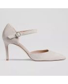 Babies en Velours de Cuir Monet gris clair - Talon 8 cm