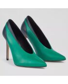 Escarpins en Cuir Quinny vert/noir - Talon 11 cm