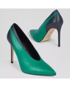 Escarpins en Cuir Quinny vert/noir - Talon 11 cm