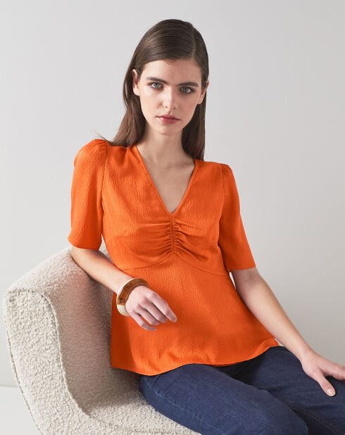 Orangefarbene Bluse Gabbi aus Seidenmischung