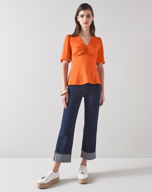 Orangefarbene Bluse Gabbi aus Seidenmischung