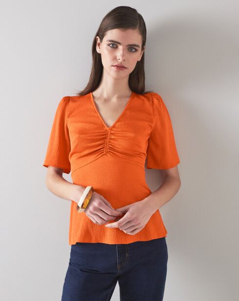 Orangefarbene Bluse Gabbi aus Seidenmischung