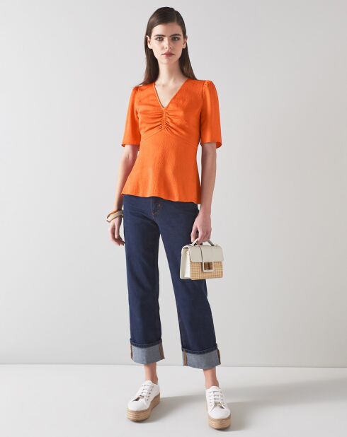 Orangefarbene Bluse Gabbi aus Seidenmischung