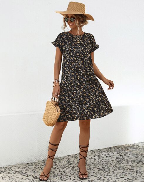 Robe Miriam abricot/noir