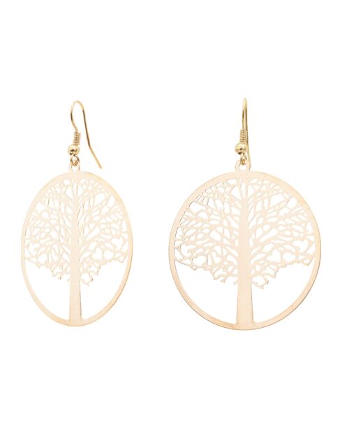 Boucles d'oreilles Arbre De Vie en Argent Doré