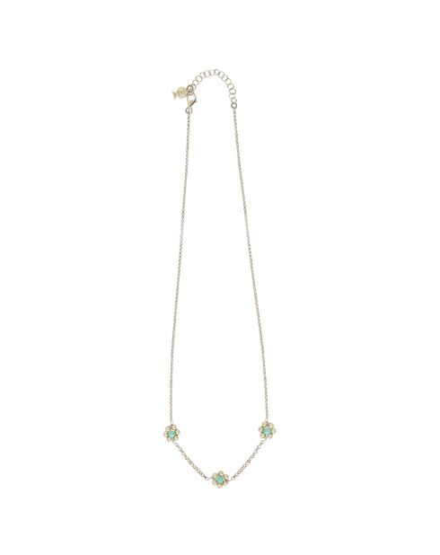 Collier en Argent Doré à l'Or fin & Cristal vert
